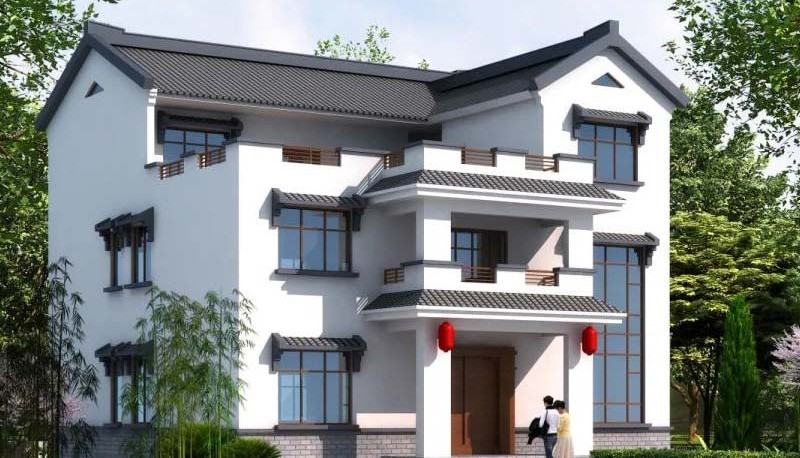 稻城新中式三层别墅设计，公共空间宽敞更显大气